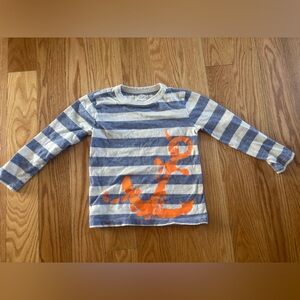 Crewcuts Blue and Orange Striped Anchor Nautical Long sleeve Tee 2T